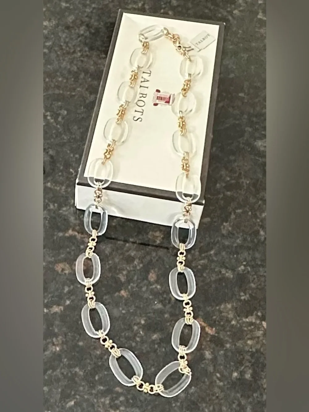 Talbots Clear Lucite Chunky Link Statement Necklace; NWT & Orig Box